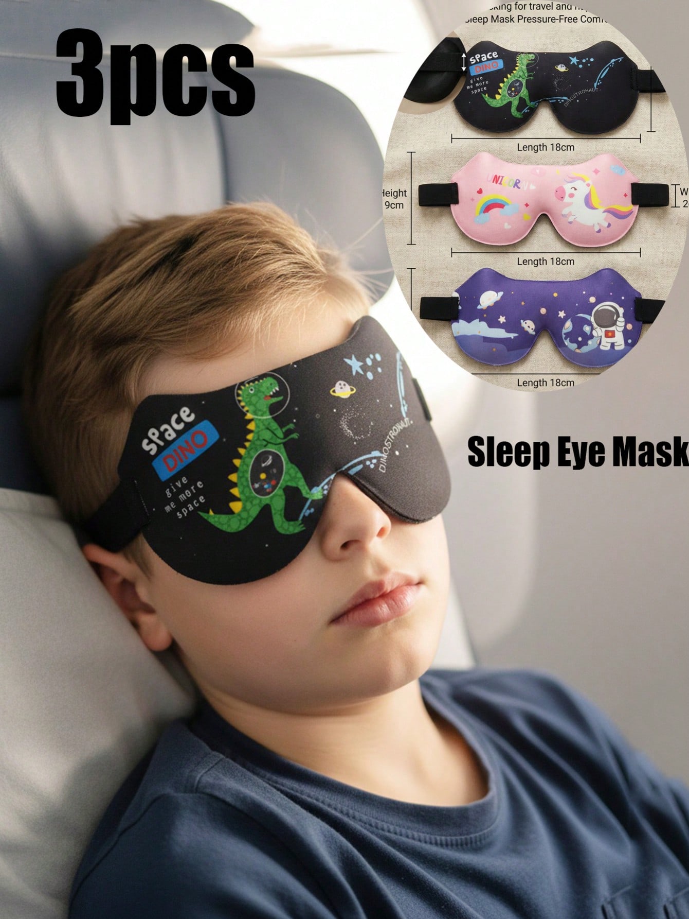 3D Printing Mask - 3 Stück 3D-Stereo-Schlafaugenmasken für Kinder und