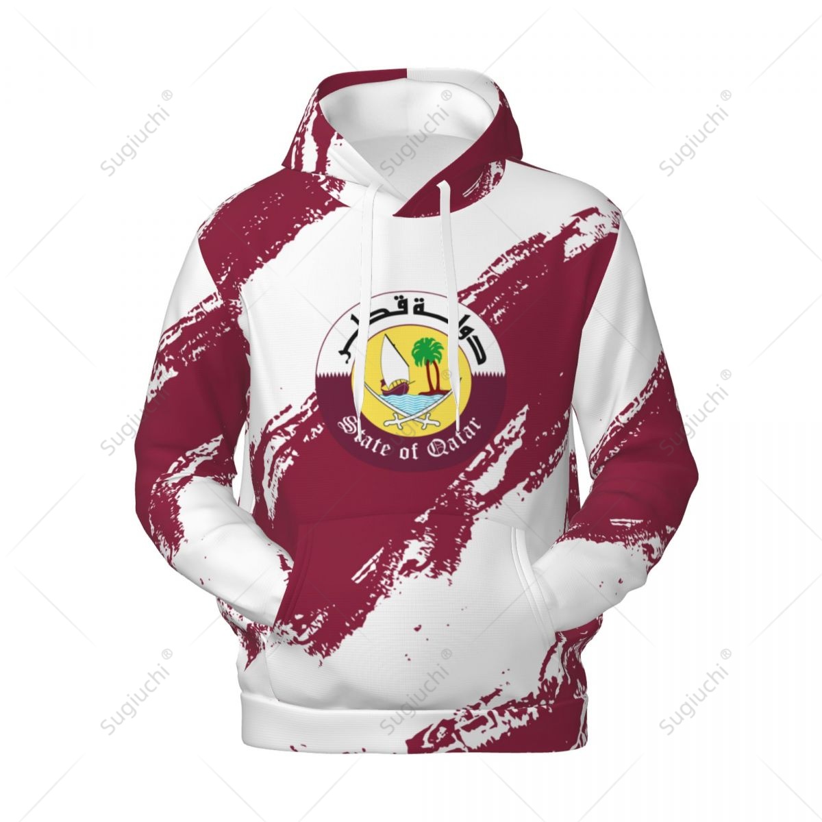 3D Printing Qatar - Unisex-Kapuzenpullover mit Katar-Flagge, 3D-Design, für Herren
