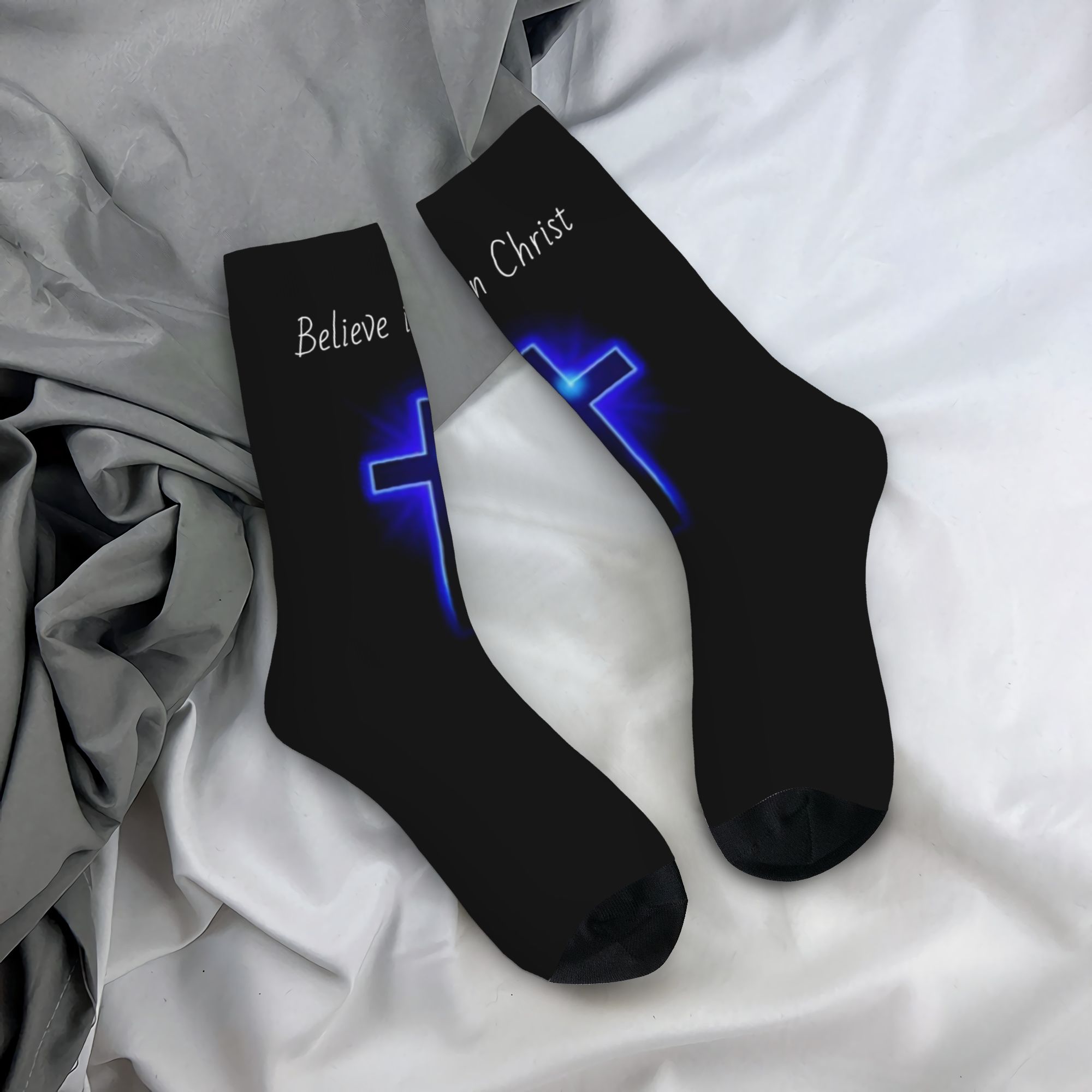 3D Printing Custom - Maßgefertigte „Believe Jesus Christ“ Unisex Crew-Socken